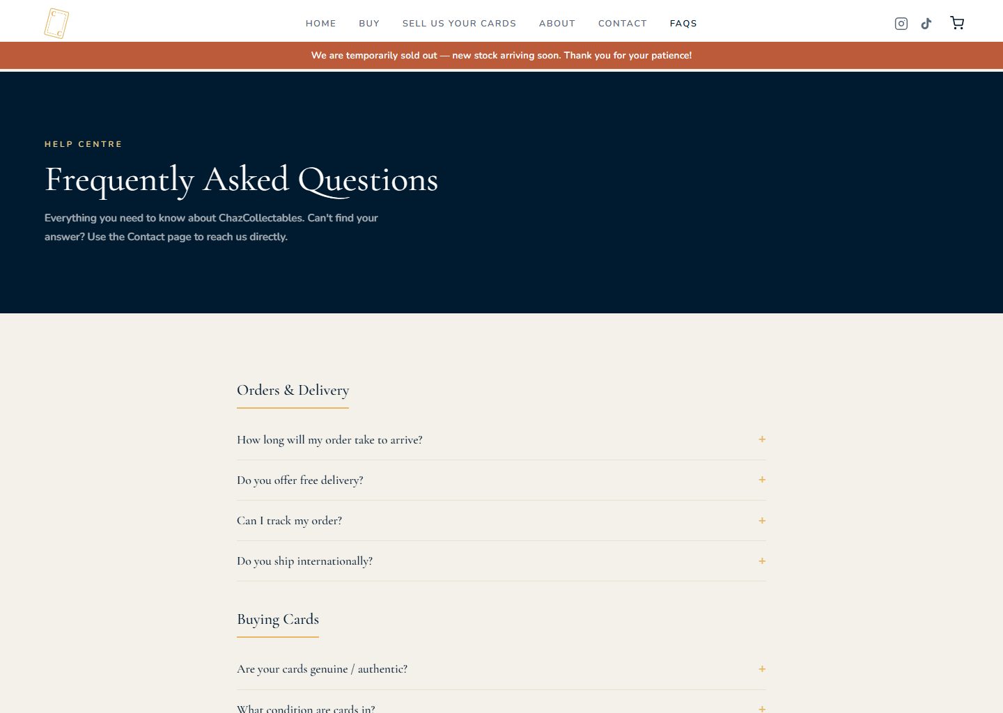 The FAQ page