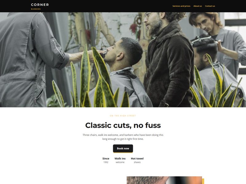 Barber shop website template