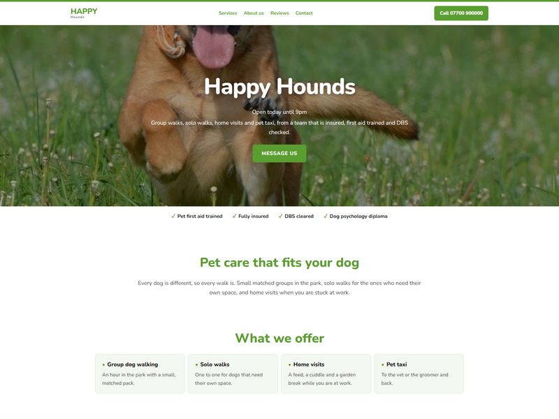 Dog walker website template