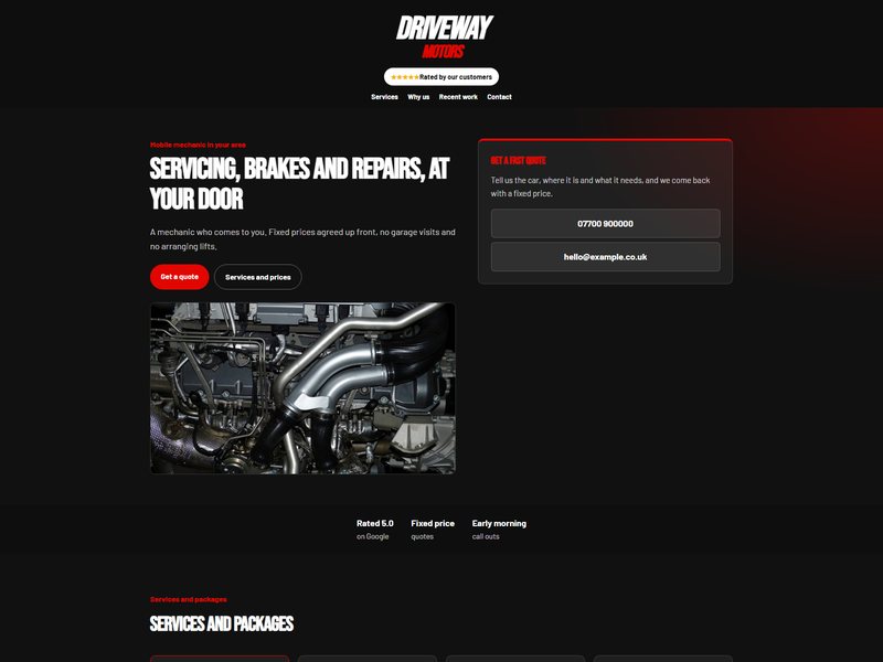 Mobile mechanic website template