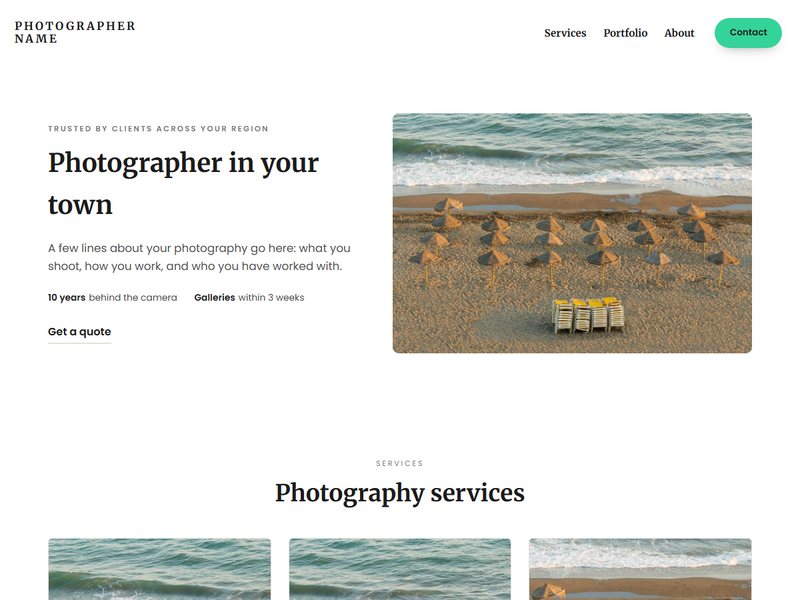 Photographer website template
