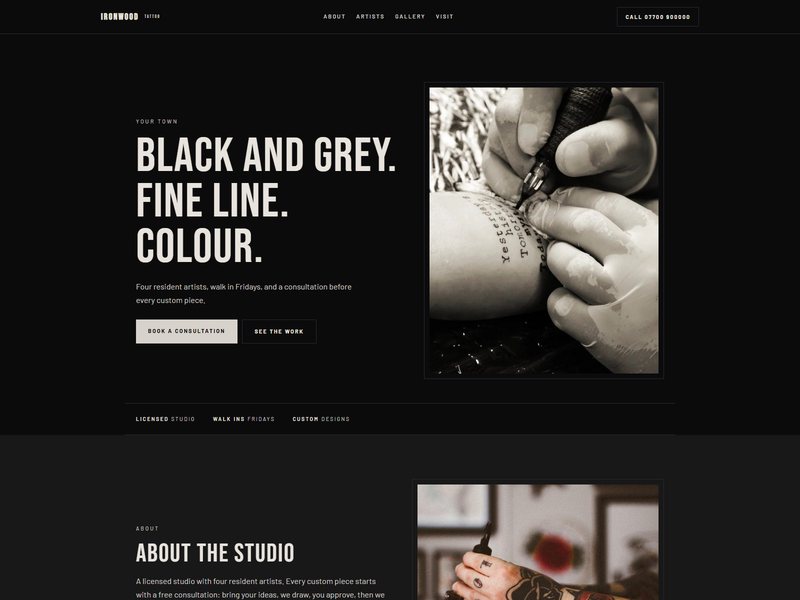 Tattoo studio website template