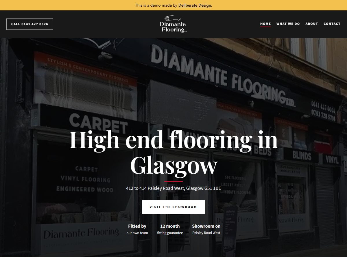 Diamante Flooring website, home page