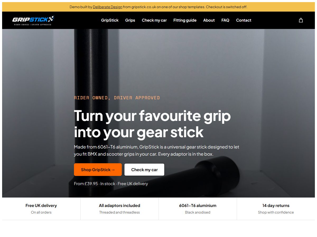 Grip Stick website, home page