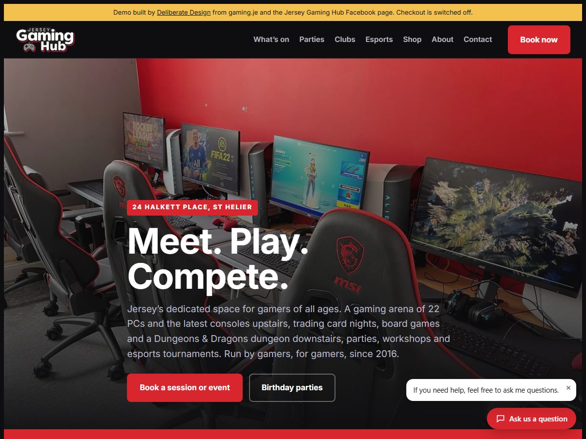 Jersey Gaming Hub website, home page