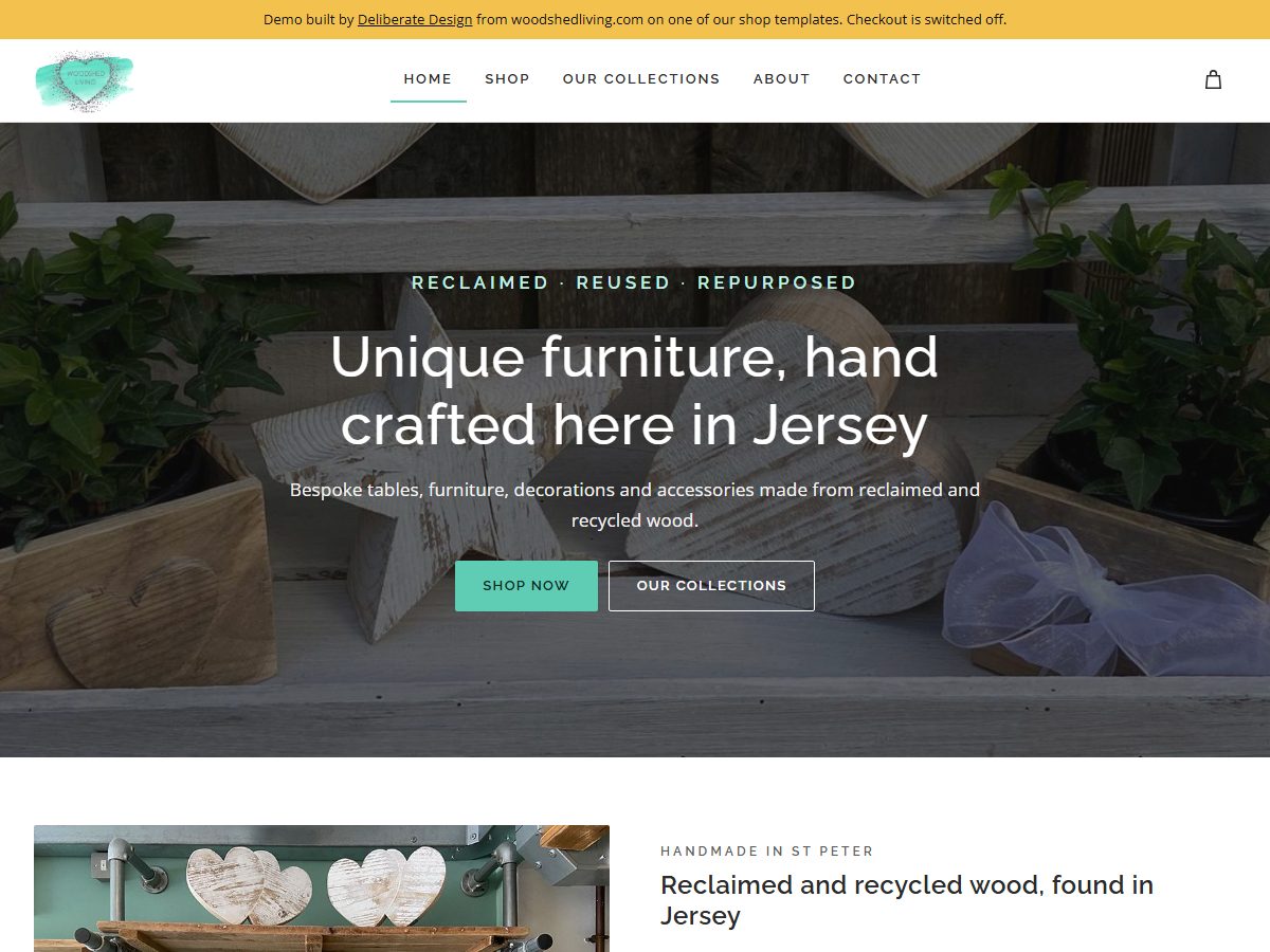Woodshed Living website, home page